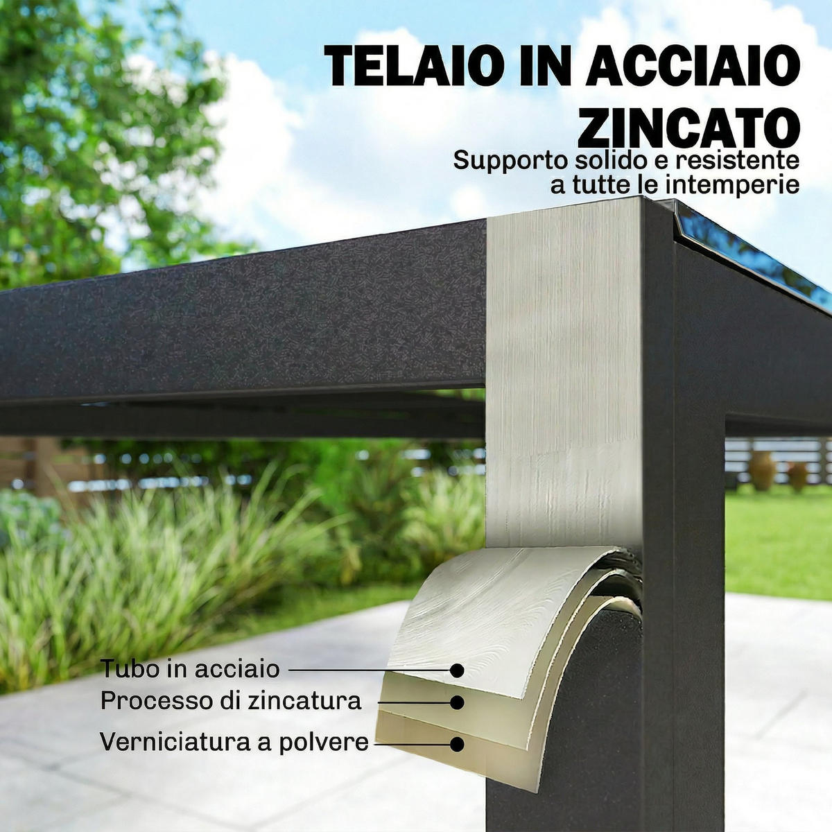 GARTEN-ESSSET 7-teilig,Tisch+Stühle für 6 Personen,schwarz - Grau, Metall - Vallsero