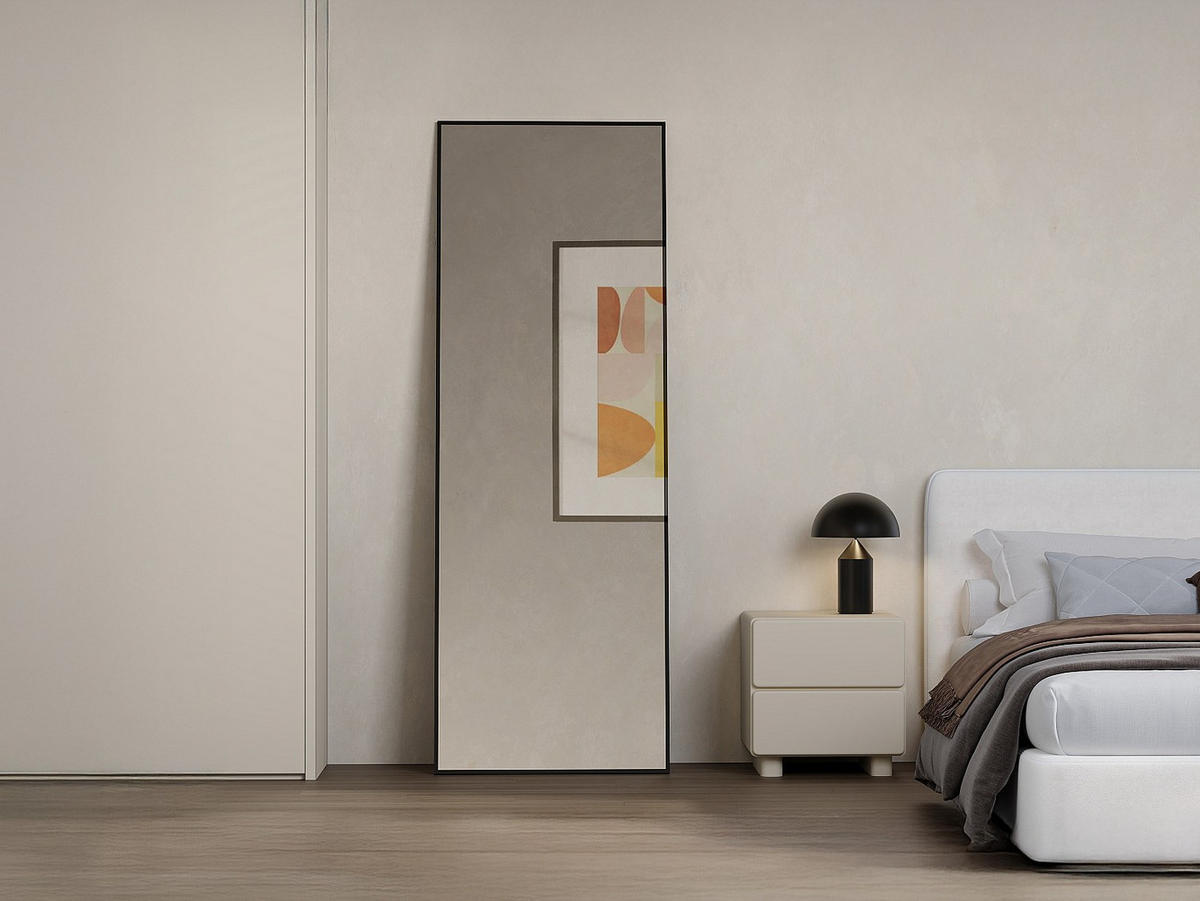 WANDSPIEGEL - 70 cm x 3 cm - metall - schwarz Myra - Schwarz, Metall (70/200/3cm) - Vente-Unique