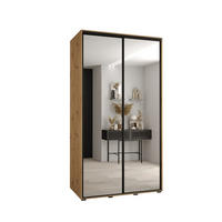 SCHWEBETÜRENSCHRANK 235,2/130/60 2-türig - Schwarz/Eiche Artisan, Holz/Metall (130/235/60cm) - Abiks Möbel