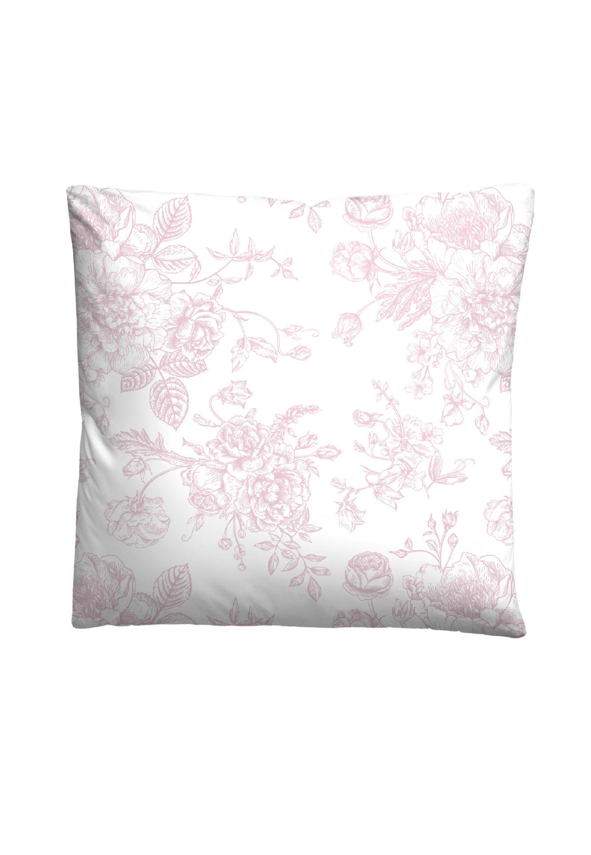 BETTWÄSCHE-GARNITUR Satin Rosen Fein rose, 135x200 cm + 80x80 cm - Rosa, Textil (135/200cm) - Castell