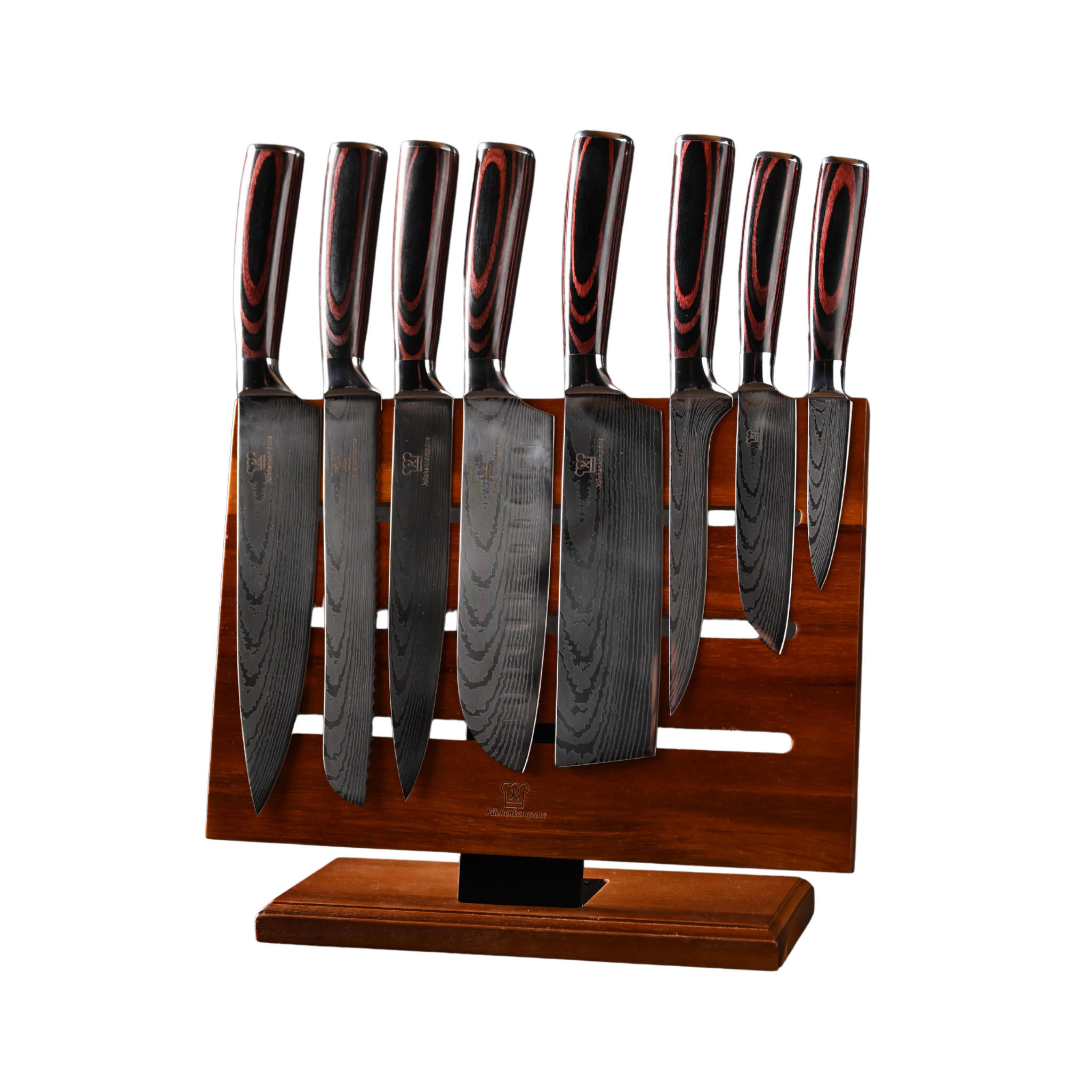 MESSER-SET Jishaku 9-tlg. – Magnetischer Akazienblock & Profimesser - Braun, Holz/Metall - Küchenkompane