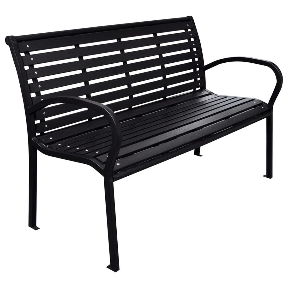 GARTENBANK Schwarz 116 Cm Stahl Und Wpc - Schwarz, Holzwerkstoff (116/81/59cm) - vidaXL