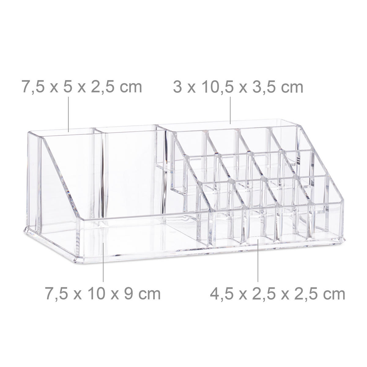 MAKE-UP Organizer - Transparent, Kunststoff (23.5/19/14cm) - Relaxdays