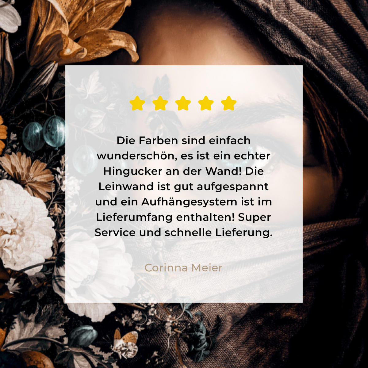 LEINWANDBILD Frau - Luxus - Blumen - Schmetterling - Porträt 20x30 cm - Schwarz, Textil (20/30cm) - MuchoWow