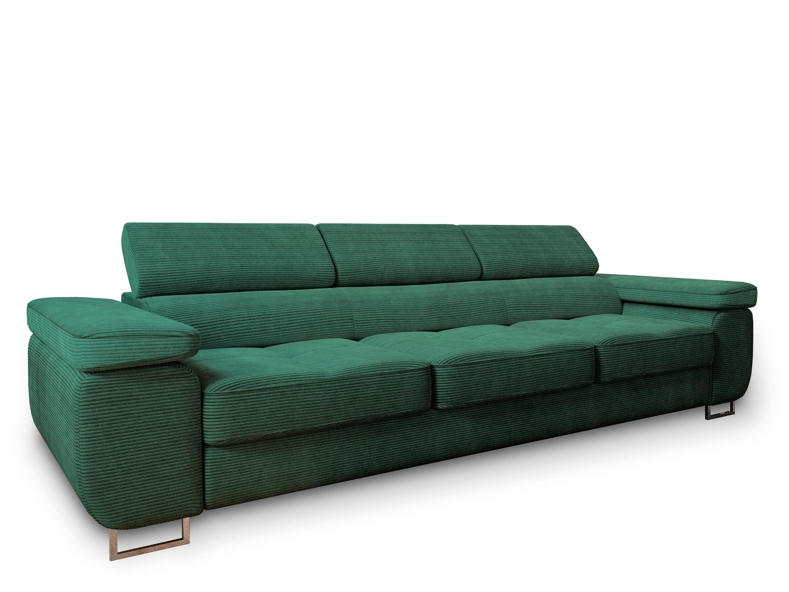BETTSOFA MOSINE Grün Kordstoff mit Schlaffunktion - Grün, Textil (281/87/98cm) - MASSENO