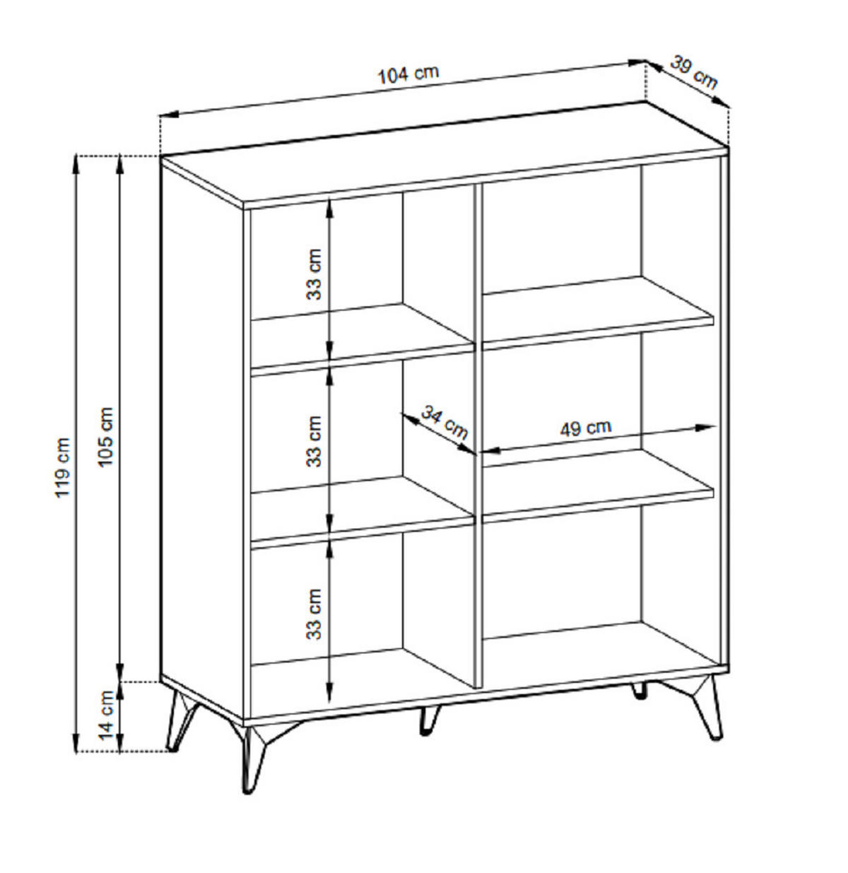 HOHE Kommode Emerald - Loft, 104 cm, Schwarz, Evoke Eiche - Braun, Holz (104/119/39cm) - Emporius