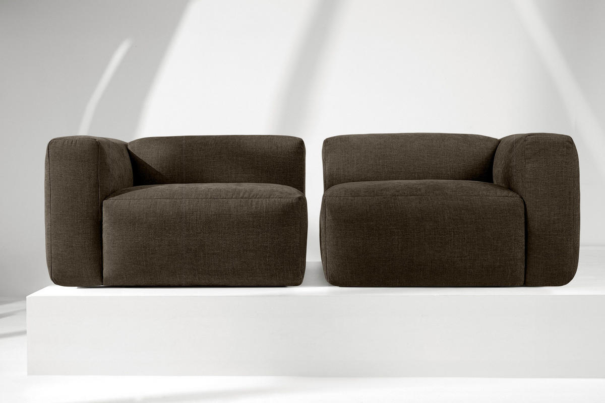 2,5-SITZER-MODULSOFA BUFFO mit extrem weicher und bequemer Sitzfläche, Gewebestoff, braun - Braun, Textil (250/73/96cm) - KONSIMO®