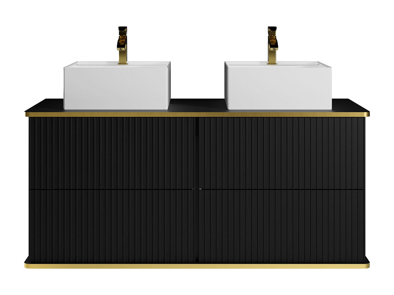 DOPPELWASCHTISCH - 120 cm x 47 cm - Holz, Platte - Schwarz - KELIZA - Schwarz, Holz (120/54/47cm) - Vente-Unique