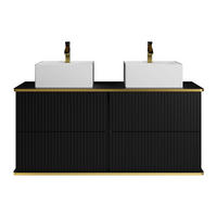 DOPPELWASCHTISCH - 120 cm x 47 cm - Holz, Platte - Schwarz - KELIZA - Schwarz, Holz (120/54/47cm) - Vente-Unique
