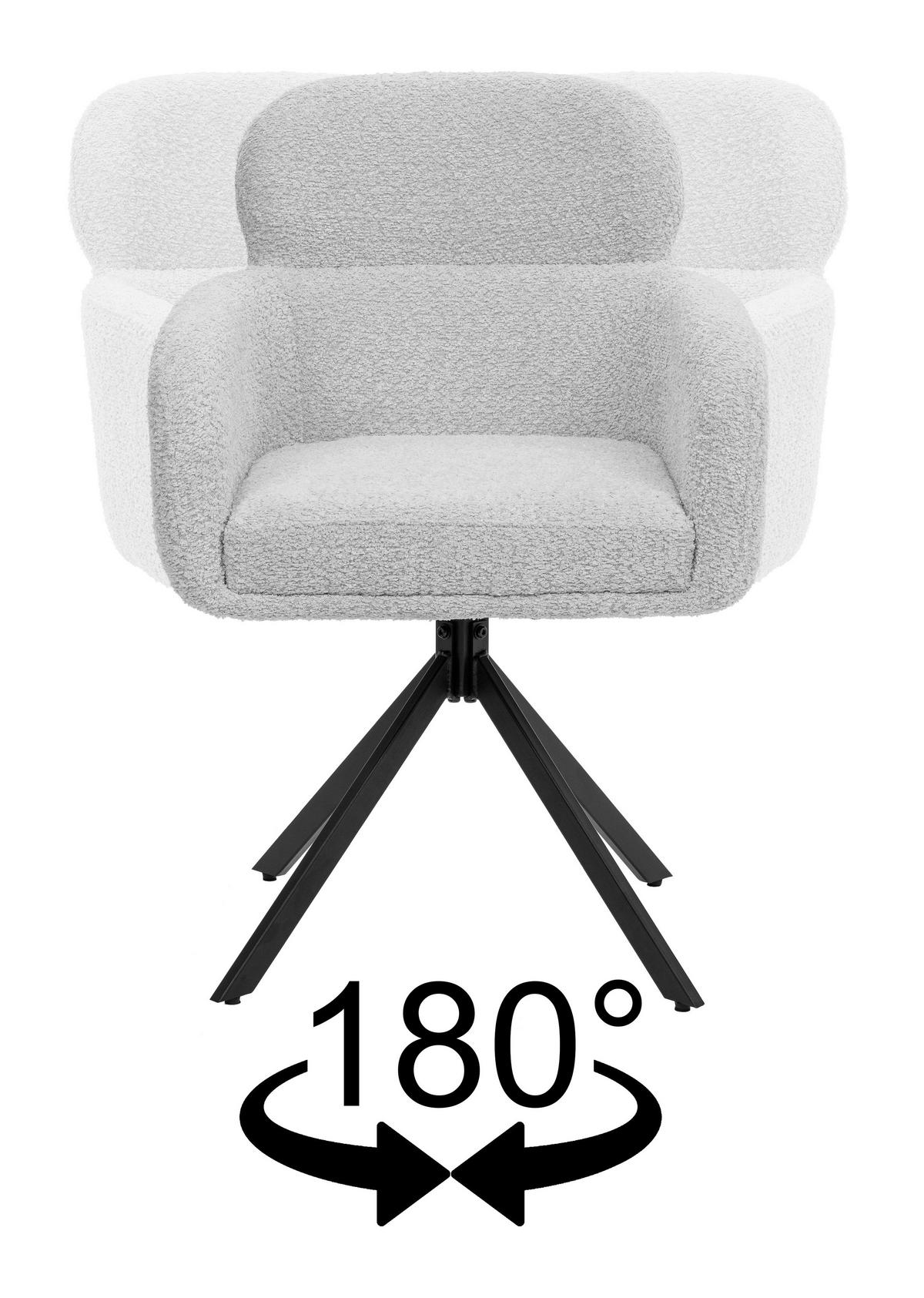 STUHL BIONE drehbar gepolsterter mit Steppung - creme - Boucle - Creme/Schwarz, Textil/Metall (58/88/59cm) - NEW HOME