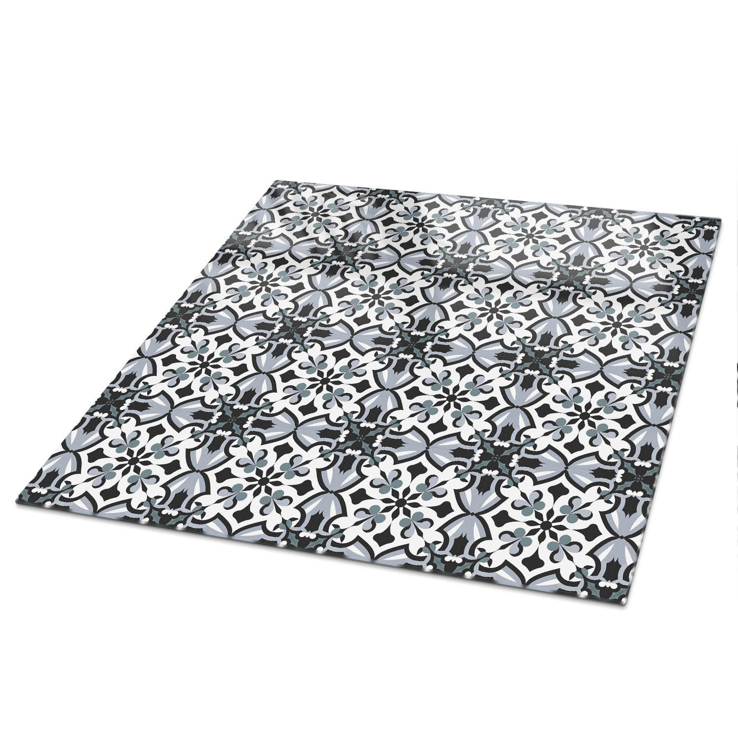 TISCHPLATTE 50x50 cm – Klassisches Muster - Schwarz, Glas (50/50/0.4cm) - Wallfluent