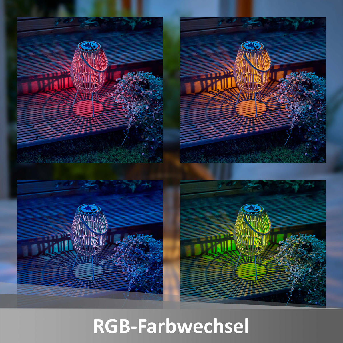 SOLAR-GEFLECHTLATERNE Oval natur Ø18 5cmx24cm Kunststoff-Rattan-Metall - Naturfarben, Metall (16/16/35cm) - Northpoint