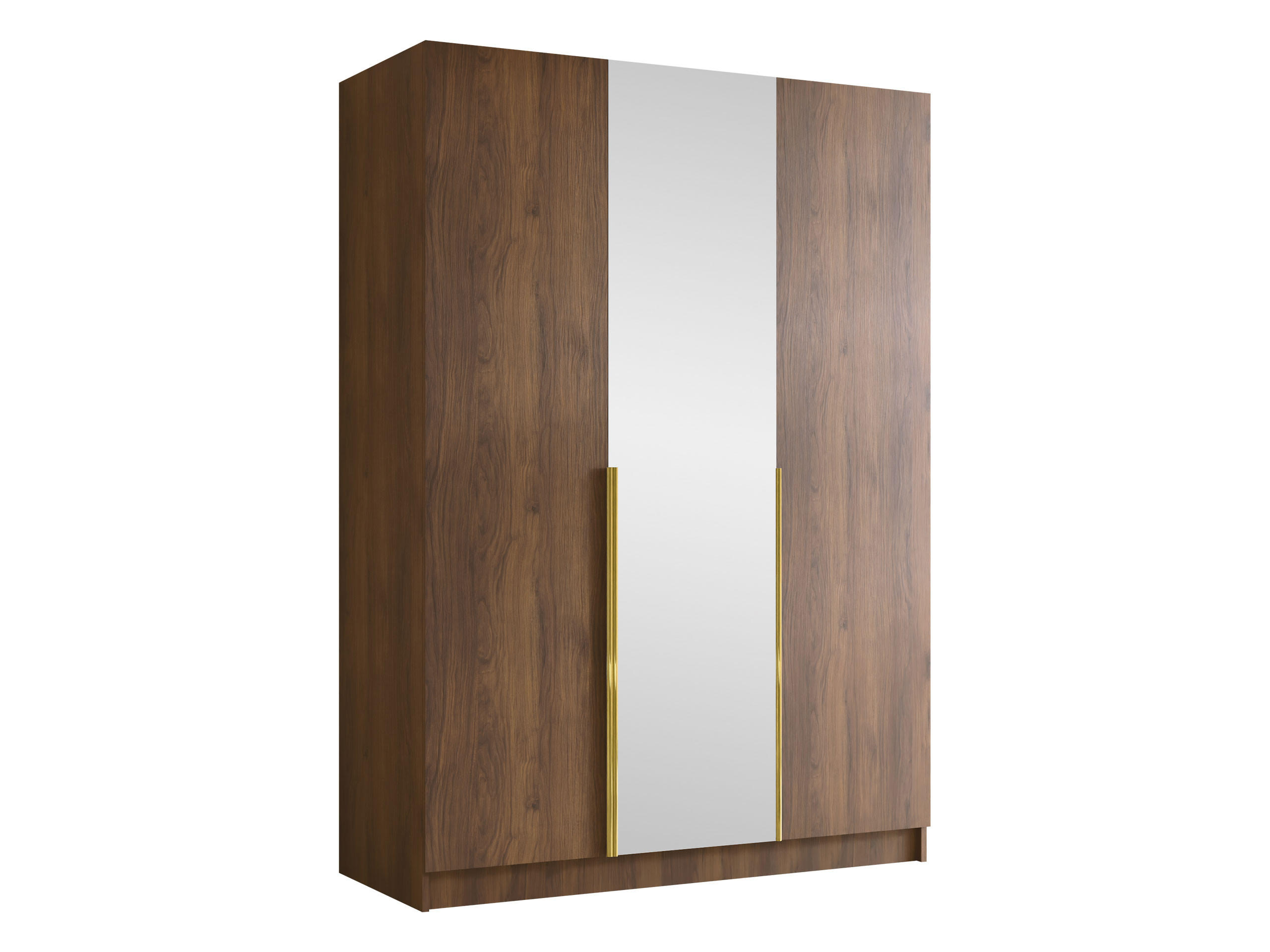 KLEIDERSCHRANK Calia II - Goldfarben/Nussbaumfarben, Holzwerkstoff/Metall (150/215/58cm) - MIRJAN24