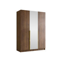 KLEIDERSCHRANK Calia II - Goldfarben/Nussbaumfarben, Holzwerkstoff/Metall (150/215/58cm) - MIRJAN24