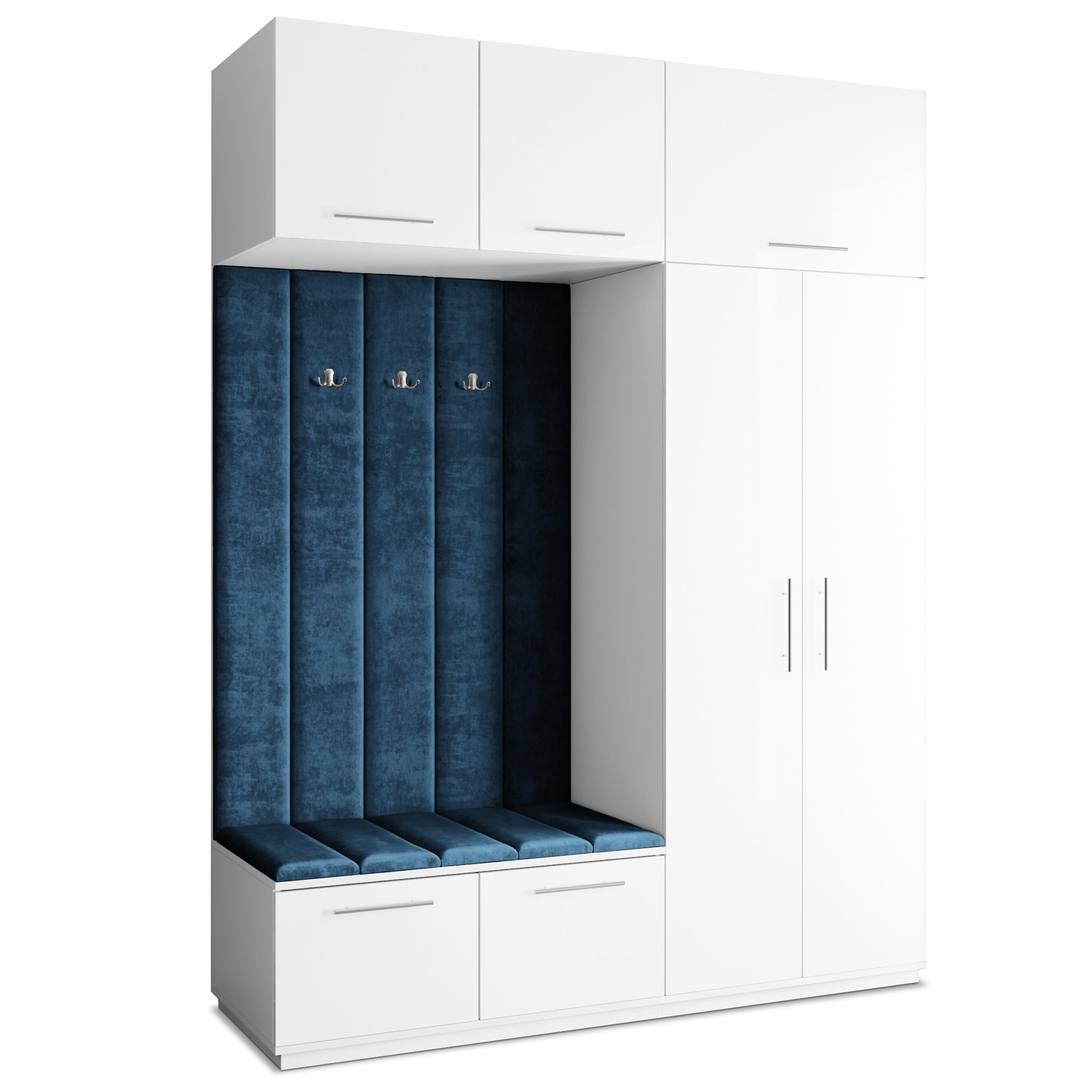 Masseno Garderobenschrank Weiß, Blau 180x240x60 cm