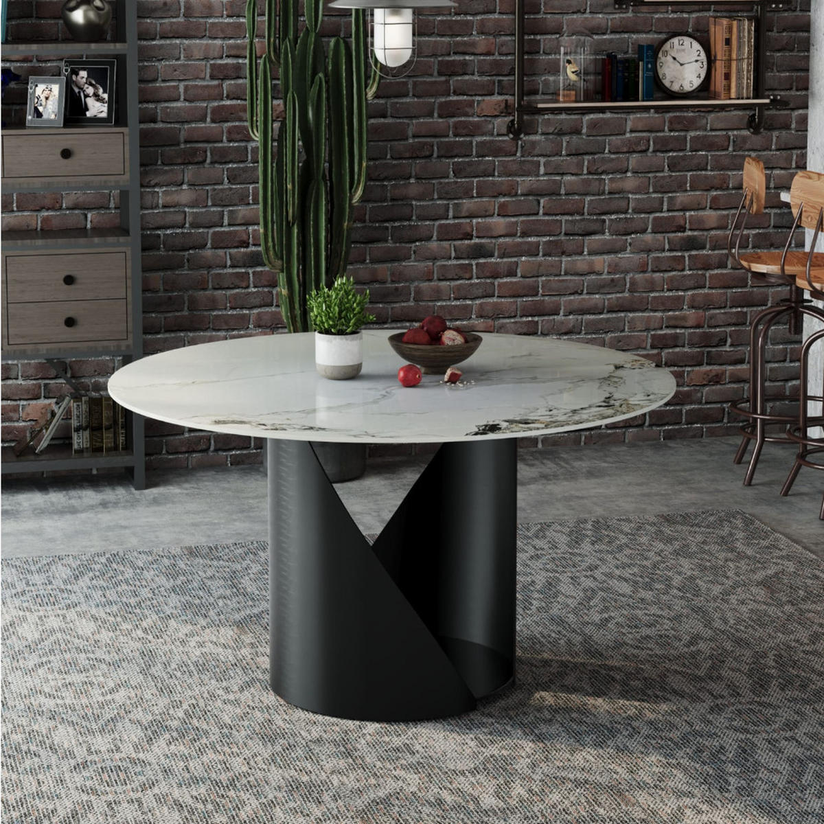 ESSTISCH Verona Weiß edles Marmor Design - Weiß, Keramik (127/127/76cm) - alesvelt