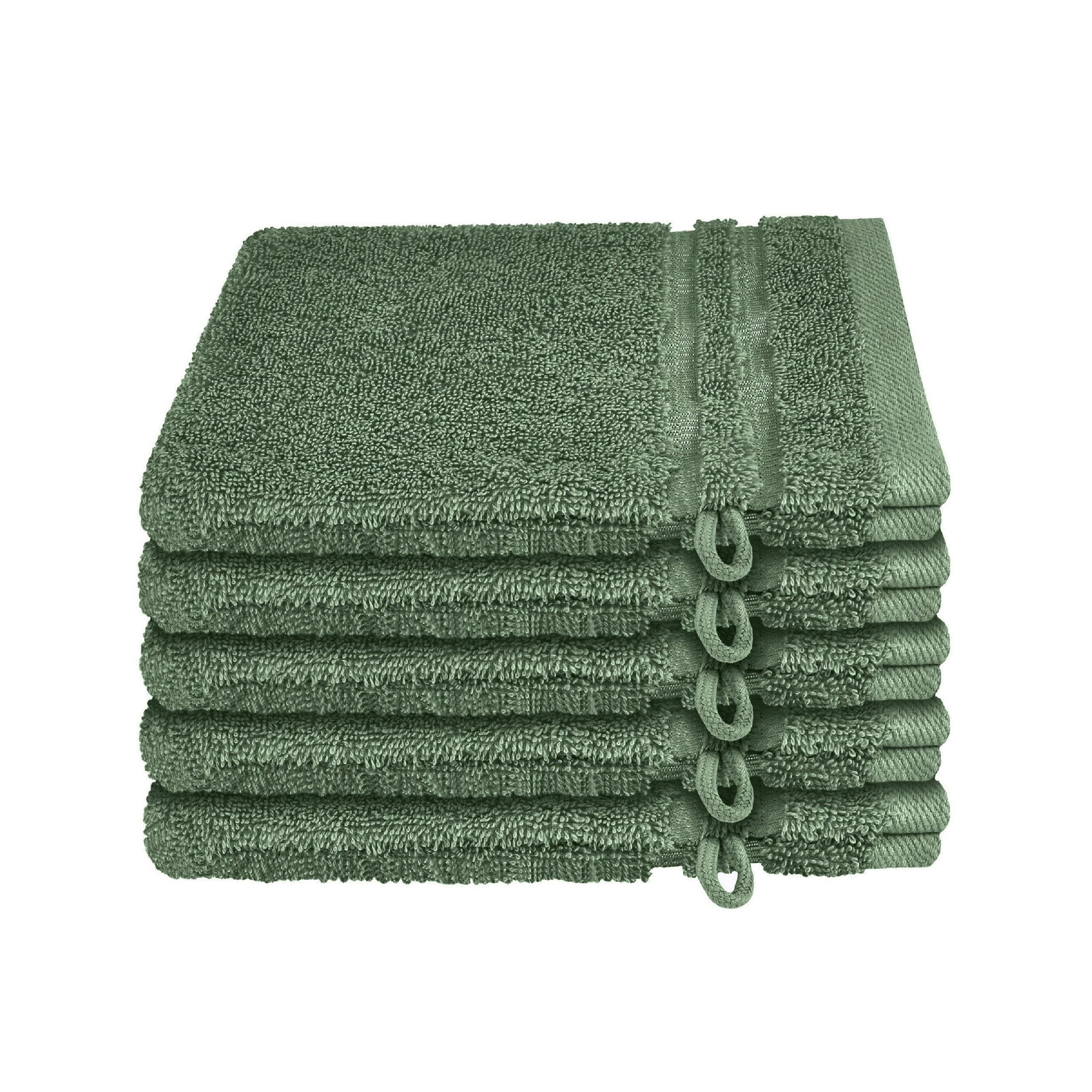 WASCHHANDSCHUHSET Milano - 5-teilig - 16x22 cm - Dunkelgrün - Dunkelgrün, Textil (16/22cm) - SCHIESSER