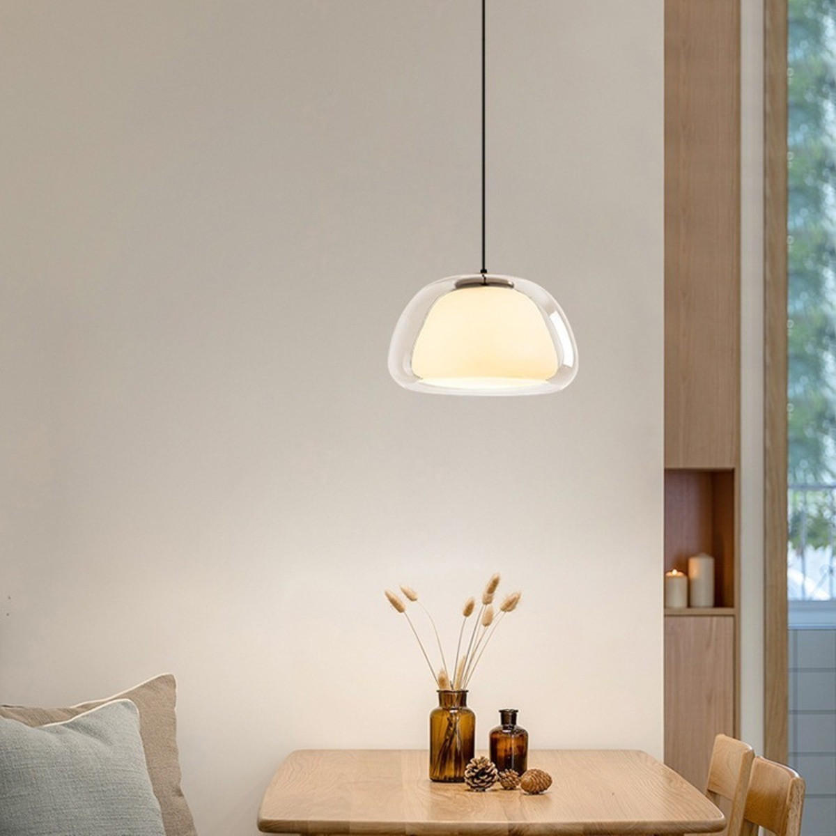 LED-HÄNGELEUCHTE Transparent 12W 25/25/14-150 cm - Transparent, Glas (25/25/14cm) - Authentics