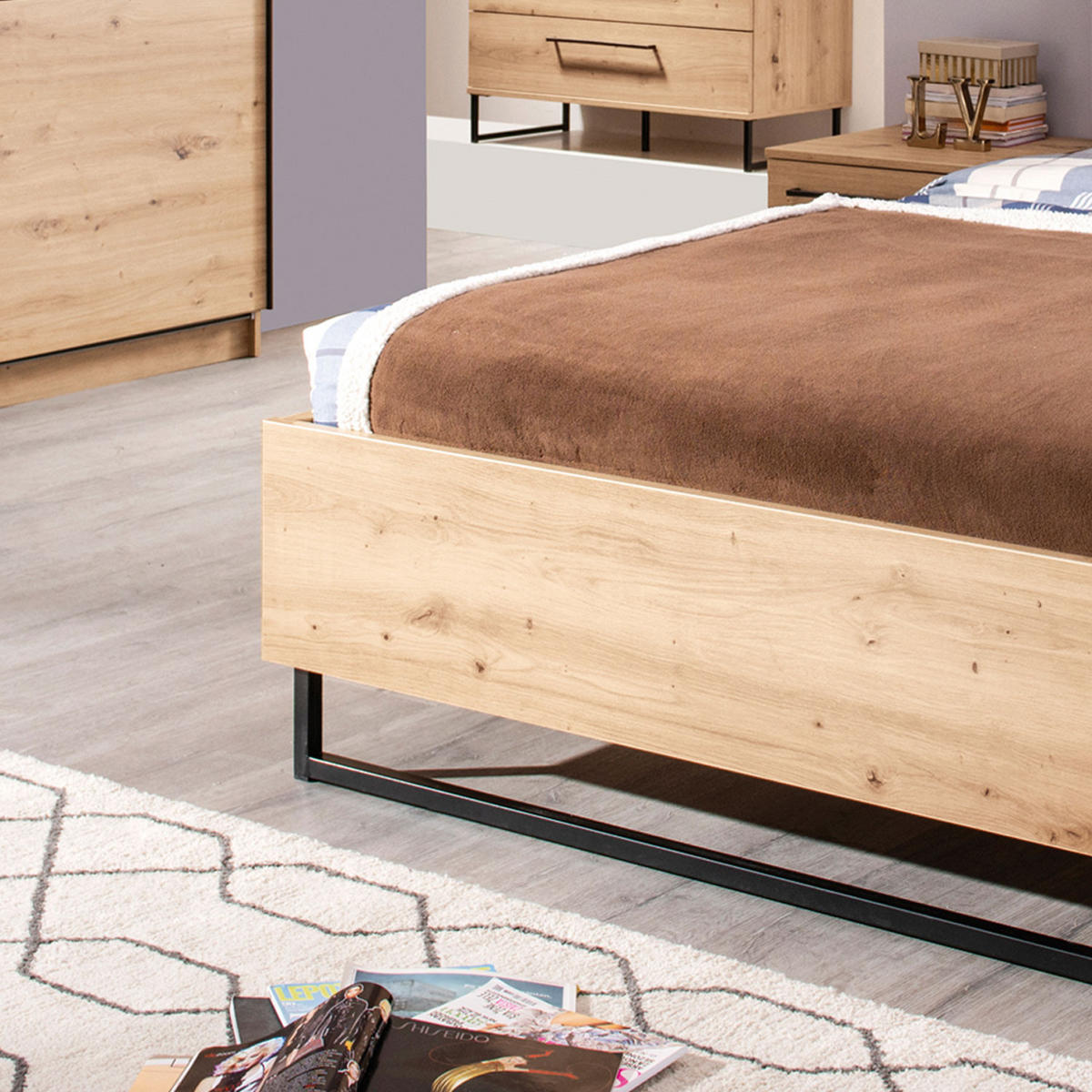 HOLZBETT Eiche 180/200 cm natur - Hellbraun, Holz (180/200cm) - Homestyle4u