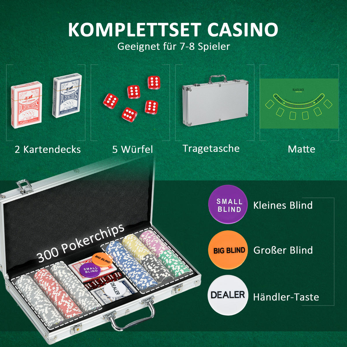 POKERSET DE-10945 Schwarz - Silberfarben, Metall (23/38.5cm) - ComfortXL