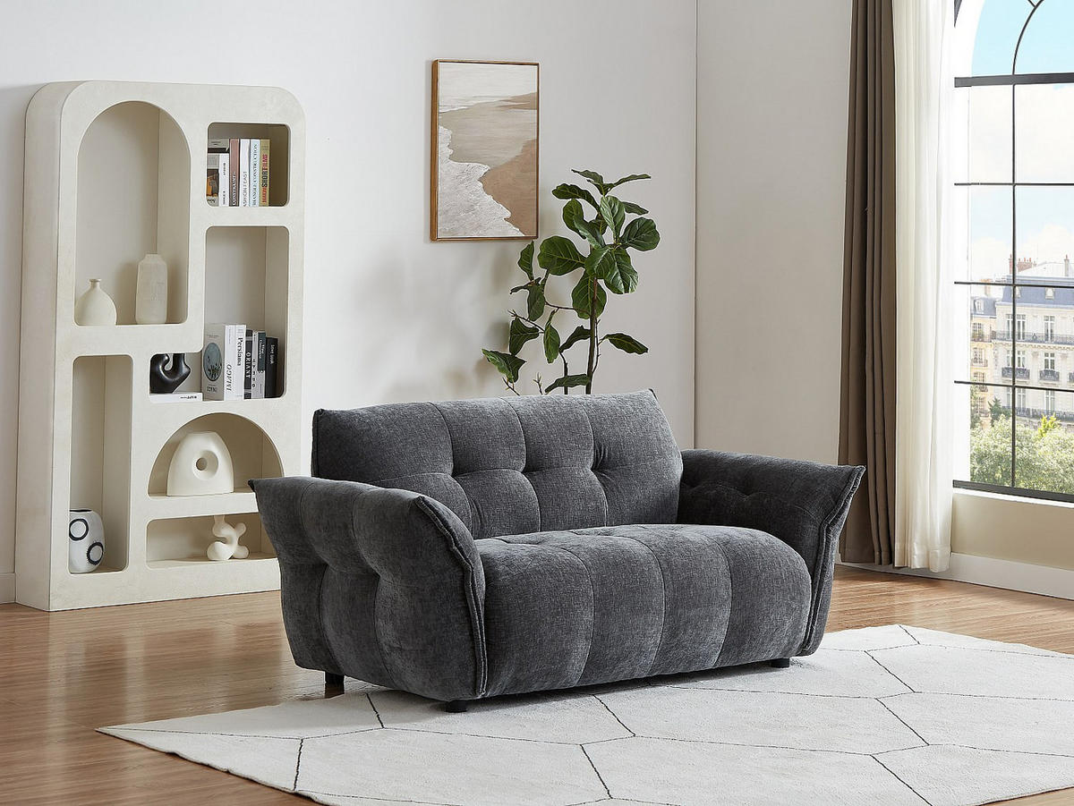 SOFA - 2 Personen - stoff - anthrazitgrau Napizo - Anthrazit, Holz/Textil (170/79/89cm) - Vente-Unique