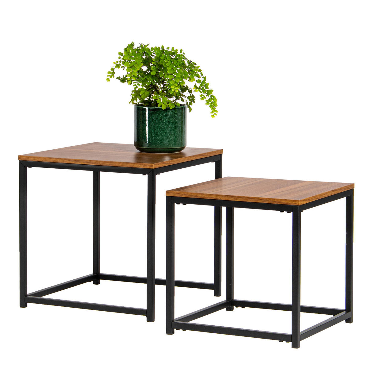BEISTELLTISCHE 2er-Set, schwarz, Metall, MDF-Holz - Schwarz, Metall (40/40/40cm) - bremermann