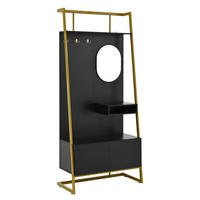 STANDGARDEROBE mit Spiegel und Schuhablage 78/38,5/180,5 cm in Schwarz - Schwarz, Holzwerkstoff (78/180.5/38.5cm) - BEAOK