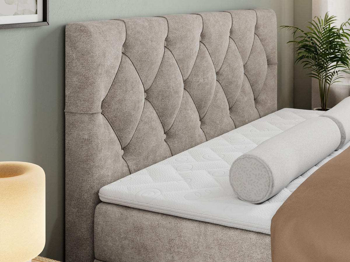 BOXBETT ALDA 120/200 Beige Struktur - H3 - Beige, Holz/Textil (120/200cm) - MKS