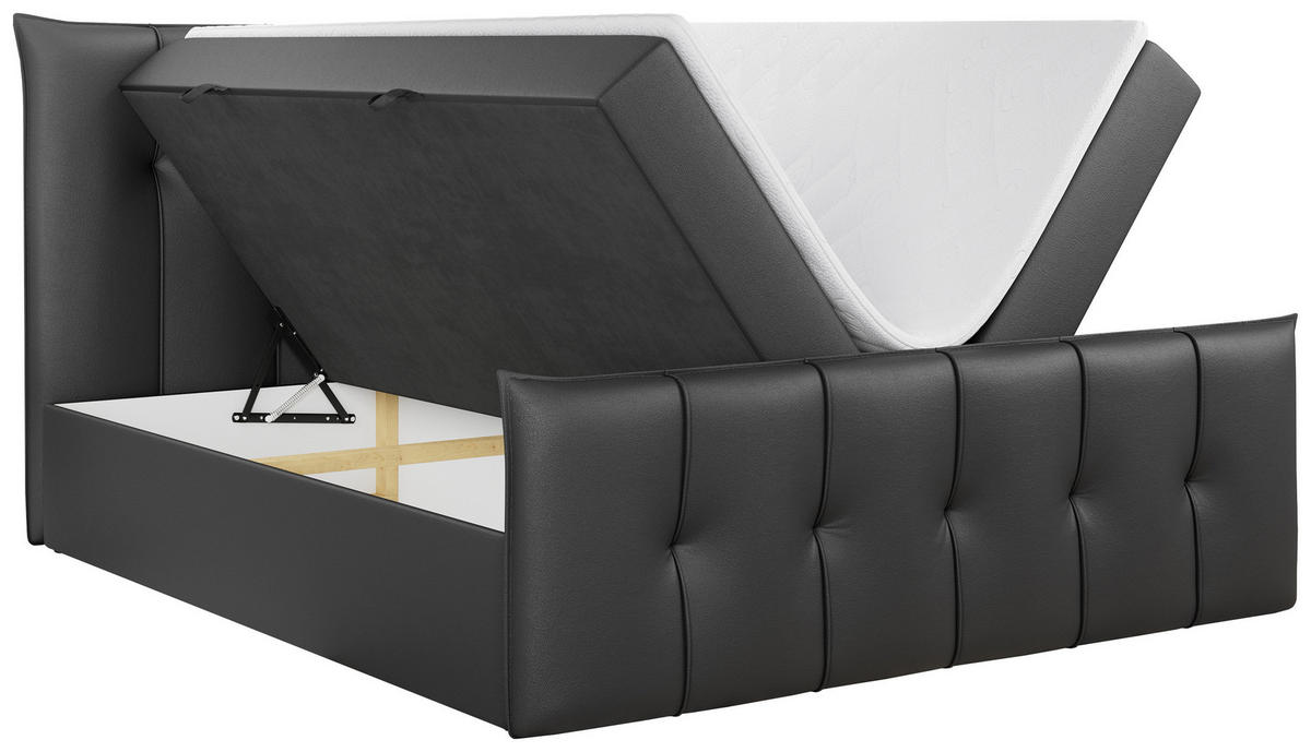 BOXBETT PREMIUM 11 180/200 Dunkelgrau Kunstleder - H4 - Dunkelgrau, Holz/Textil (180/200cm) - MKS