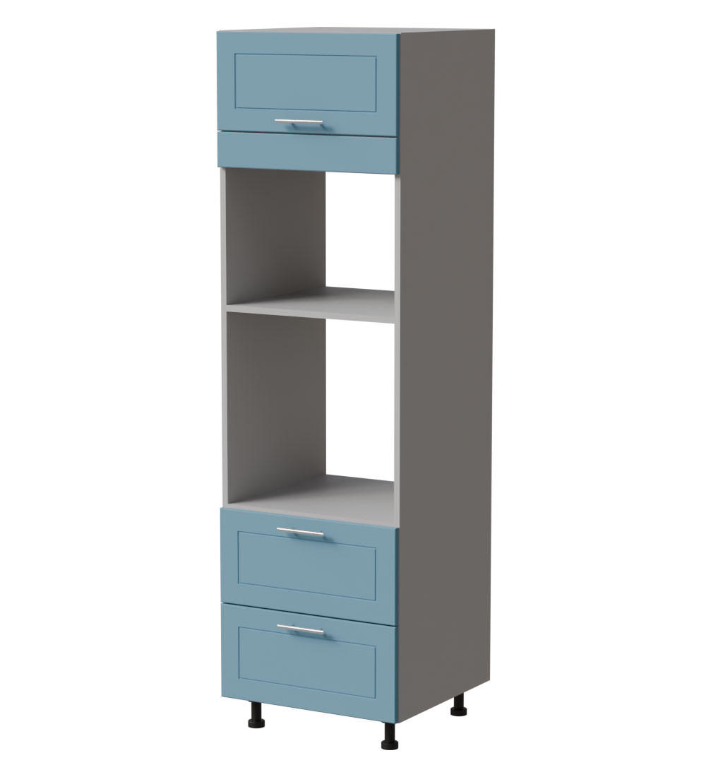 BACKOFENUMBAUSCHRANK Bari D14/RU/2 284 Grau / RAL 5024 pastellblau 60 / 59 / 207cm Blum Teilauszug - Blau/Grau, Holz/Holzwerkstoff (60/207/59cm) - Feldmann-Wohnen