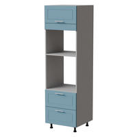 BACKOFENUMBAUSCHRANK Bari D14/RU/2 284 Grau / RAL 5024 pastellblau 60 / 59 / 207cm Blum Teilauszug - Blau/Grau, Holz/Holzwerkstoff (60/207/59cm) - Feldmann-Wohnen