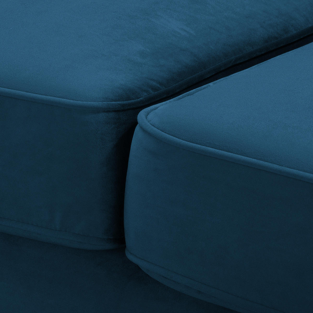 ECKSOFA - Samt - Silberfarben/Dunkelblau, Buchenholz/Textil (260/260cm) - home24