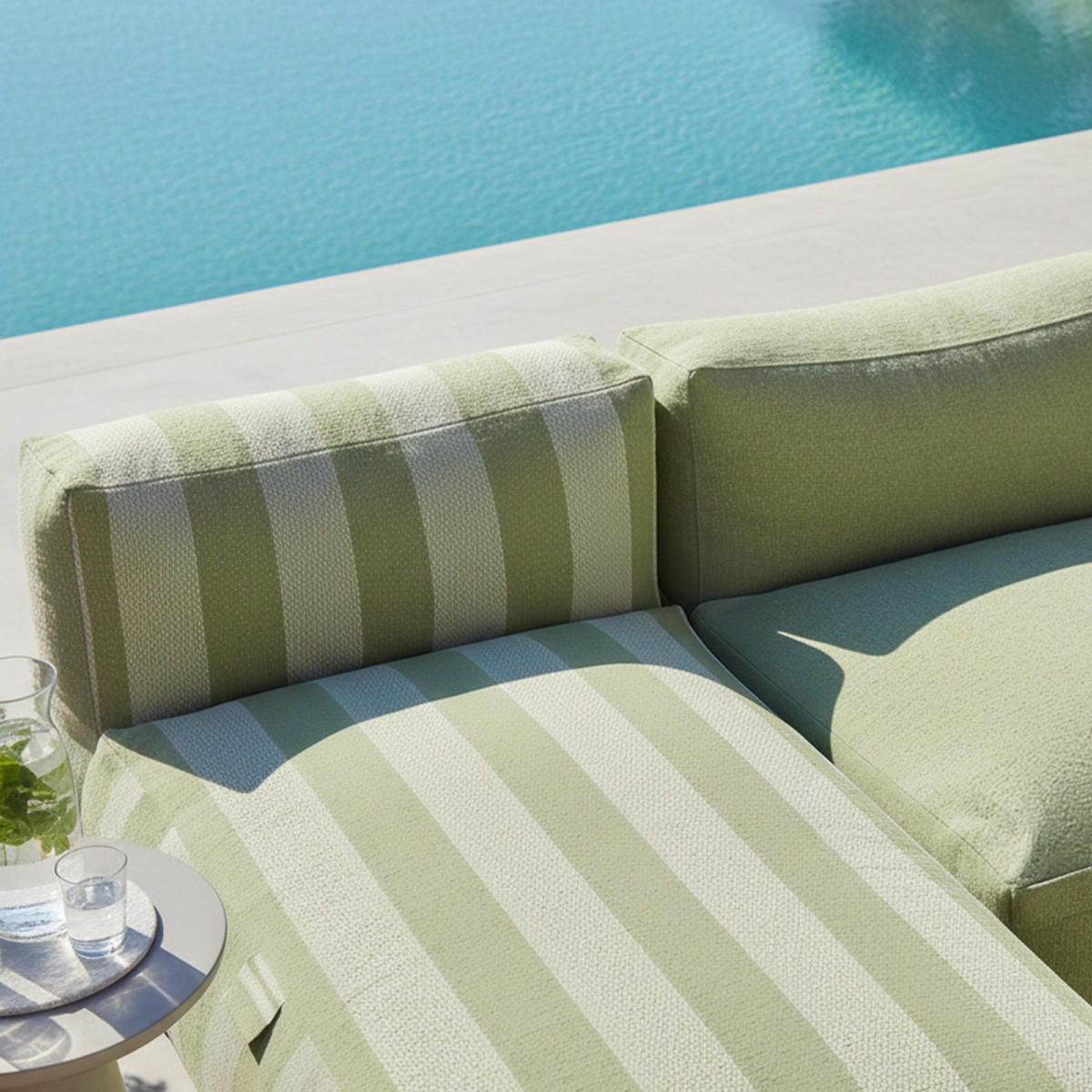 GARTENSOFA mit 5 Sitzplätzen, Kaktusgrün - Grün, Textil - Oviala