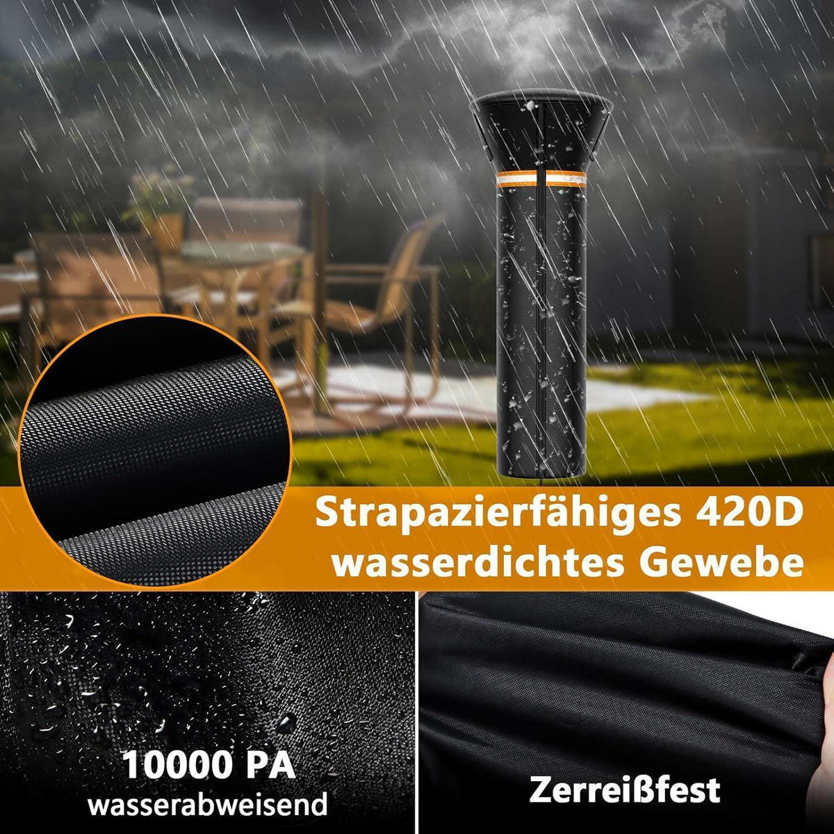 ABDECKUNG für Terrassenheizer 226 x 84 x 48 cm - Schwarz, Textil (84/48/226cm)