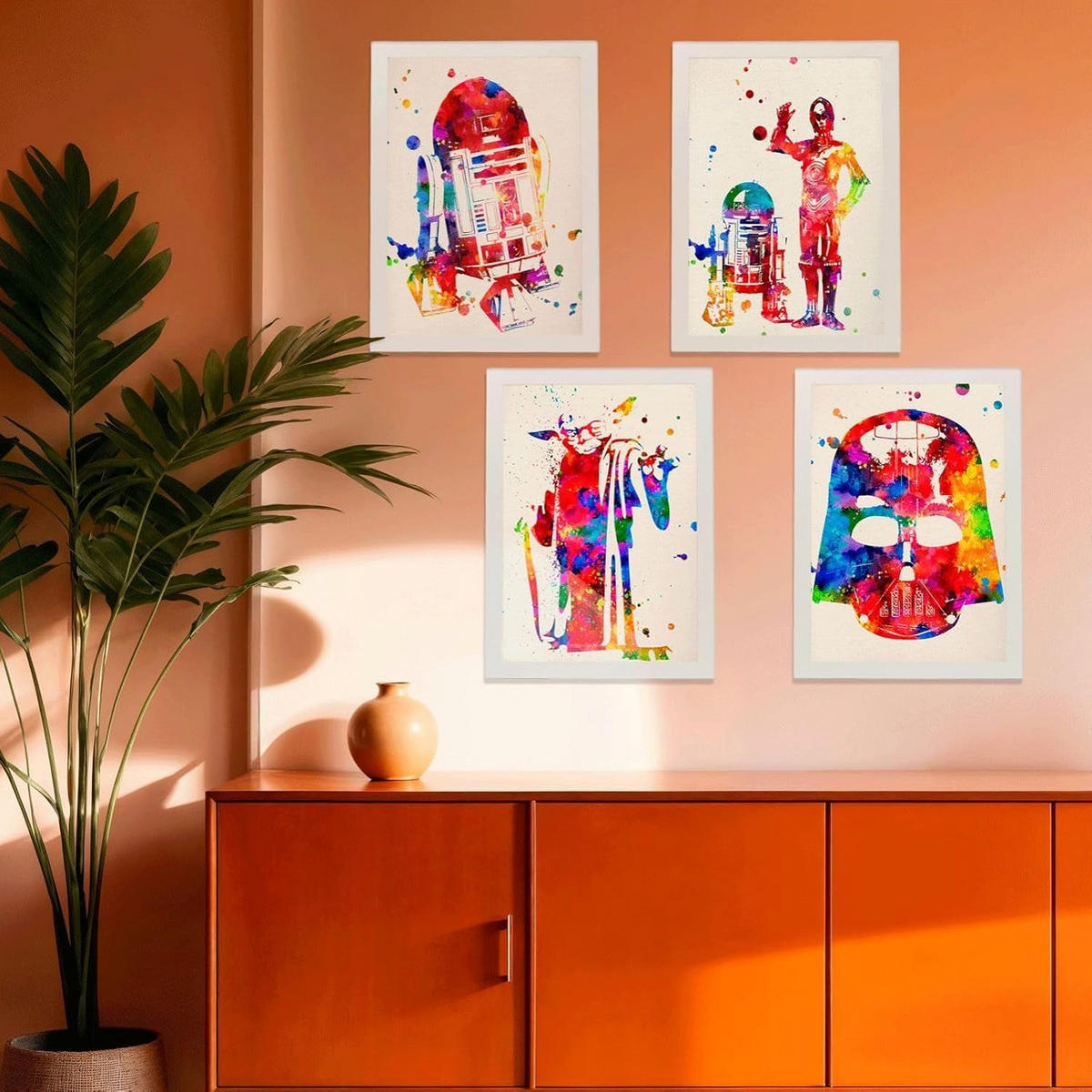 POSTER Set Mit 4 Star Wars Darth Vader Yoda R2-D2 Und C3Po Größe A4 Rahmenlos - Klar, Papier (21/1/29.7cm) - Nacnic
