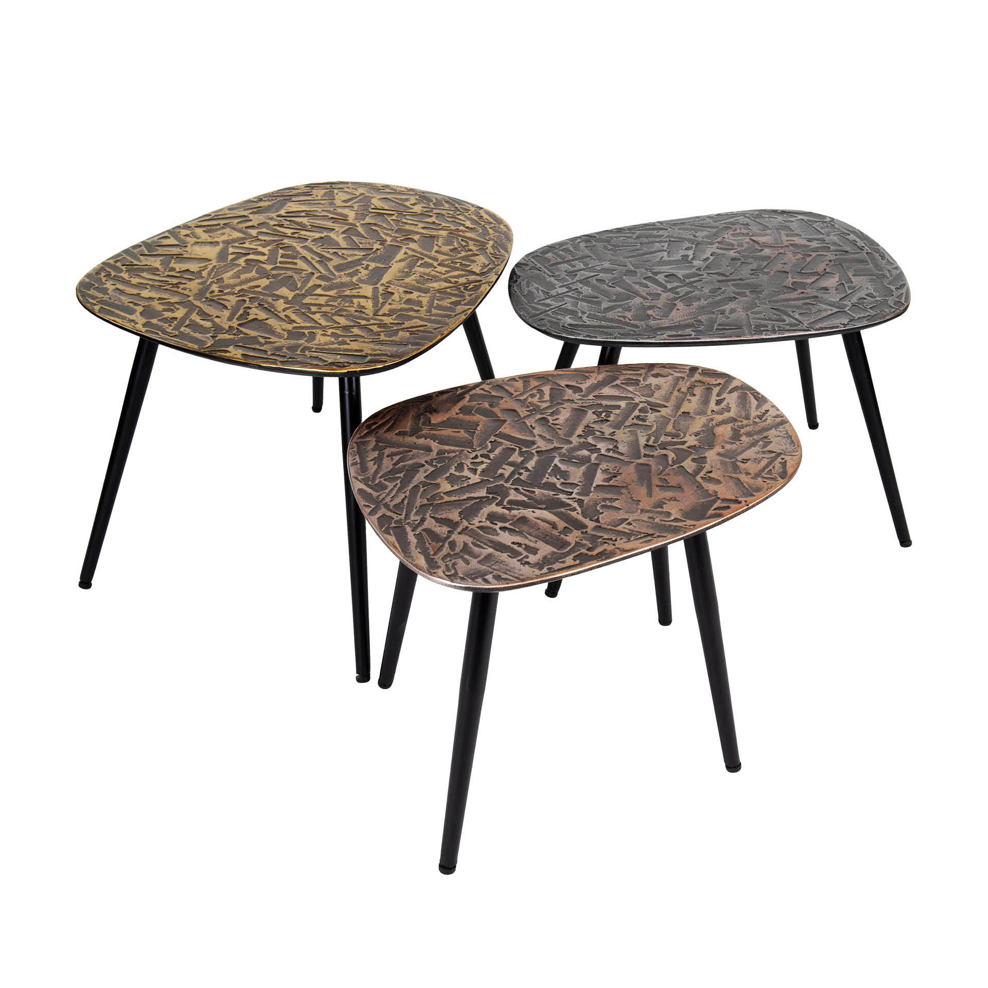 COUCHTISCH Patina Multicolor 51/62/ 42 cm 3er-Set - Multicolor, Metall (51/62/42cm) - Hoyz Collection