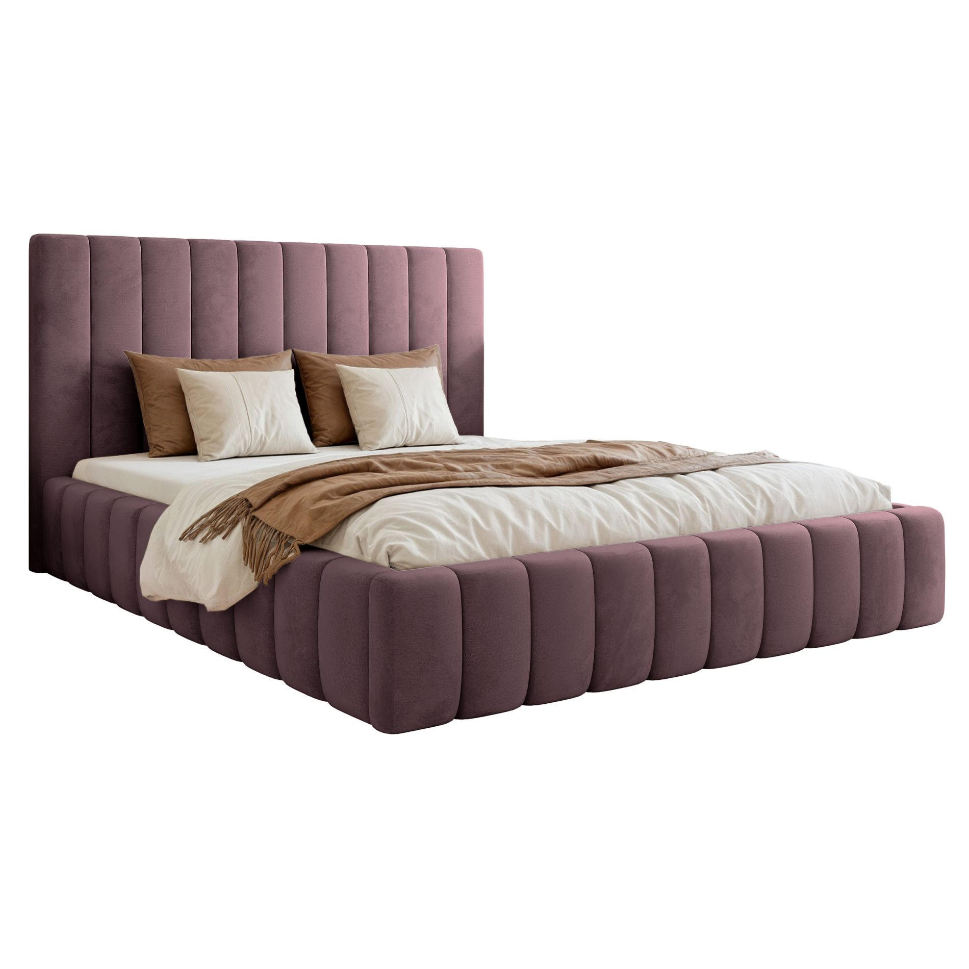 POLSTERBETT Fiarro Violett, Velours, 180x200 cm - Lila, Textil (180/200cm) - Selsey