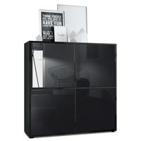 HIGHBOARD Cuba Türen in Schwarz Hochglanz - Schwarz Hochglanz, Holzwerkstoff (104/105.5/35.5cm) - Vladon
