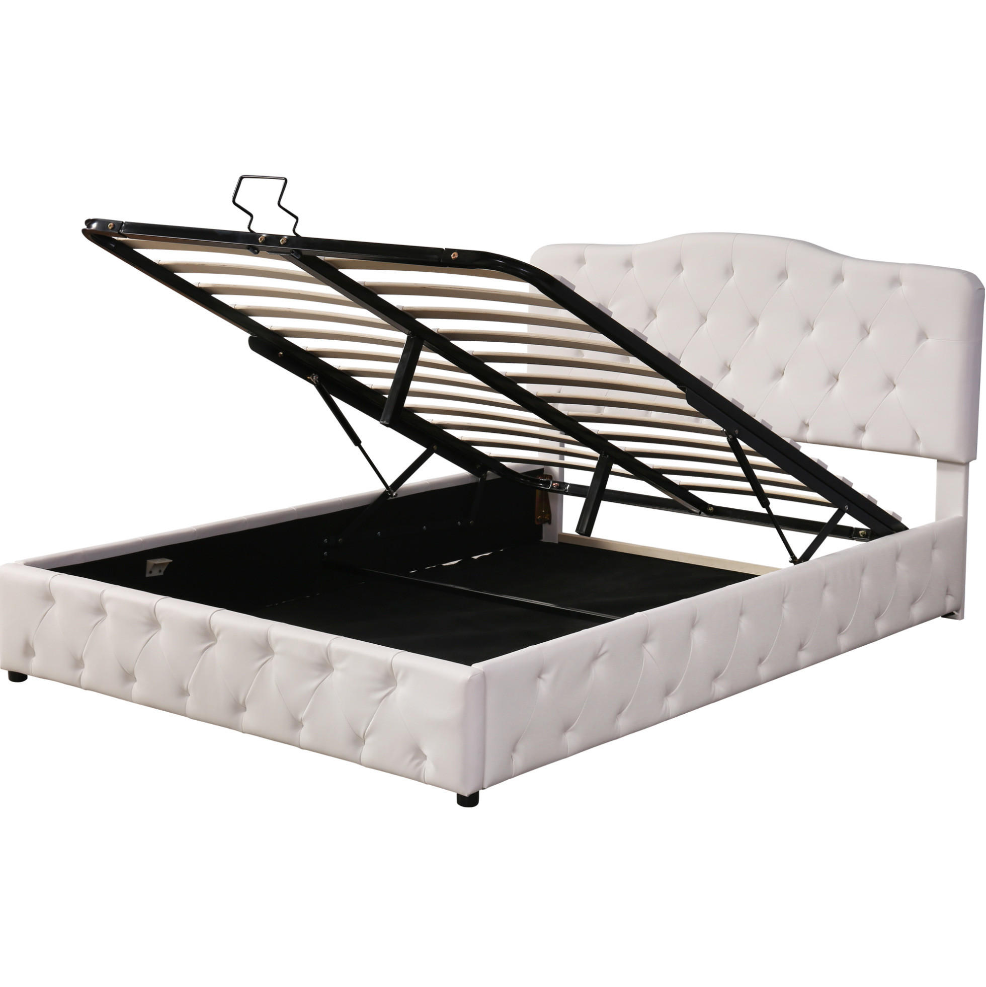 POLSTERBETT mit Bettkasten 140/200 cm in Weiß mit höhenverstellbarem Kopfteil - Weiß, Kunststoff (140/200cm) - BEAOK
