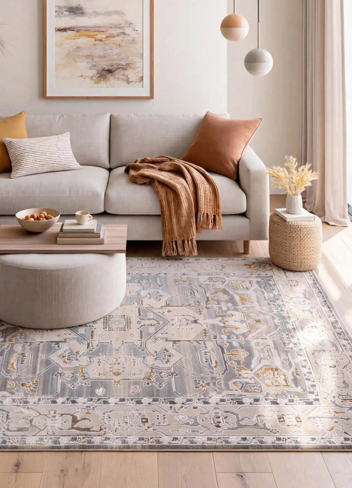 KURZFLORTEPPICH Beige / Blau Berta 77/150 cm - Blau, Textil (77/150cm) - Atticgo
