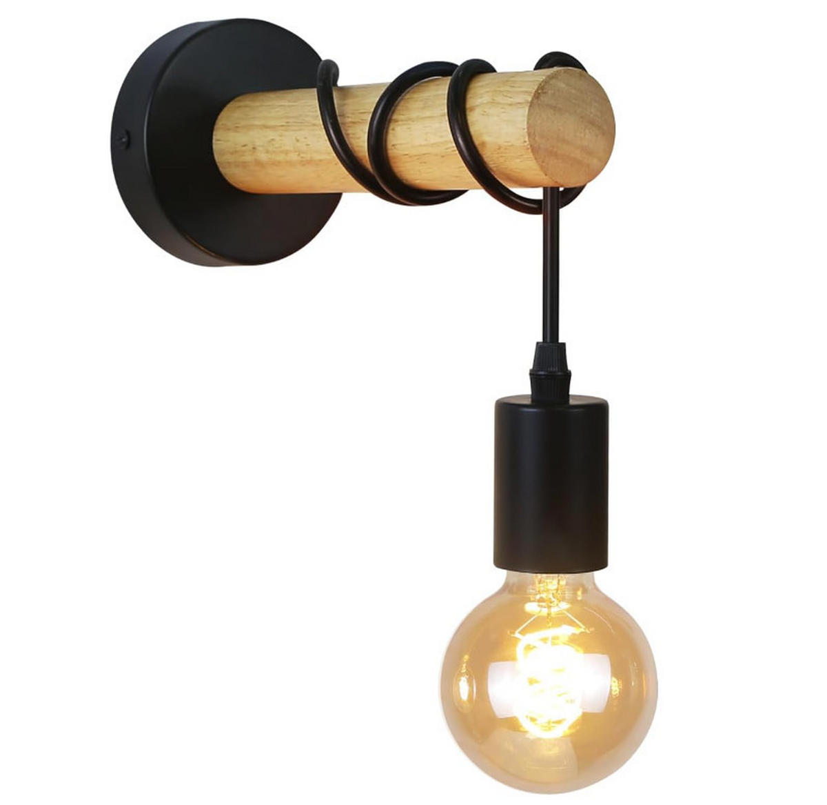 WANDLEUCHTE Brass 20/10/10 cm - Schwarz, Holz (10/10/20cm) - ZMH