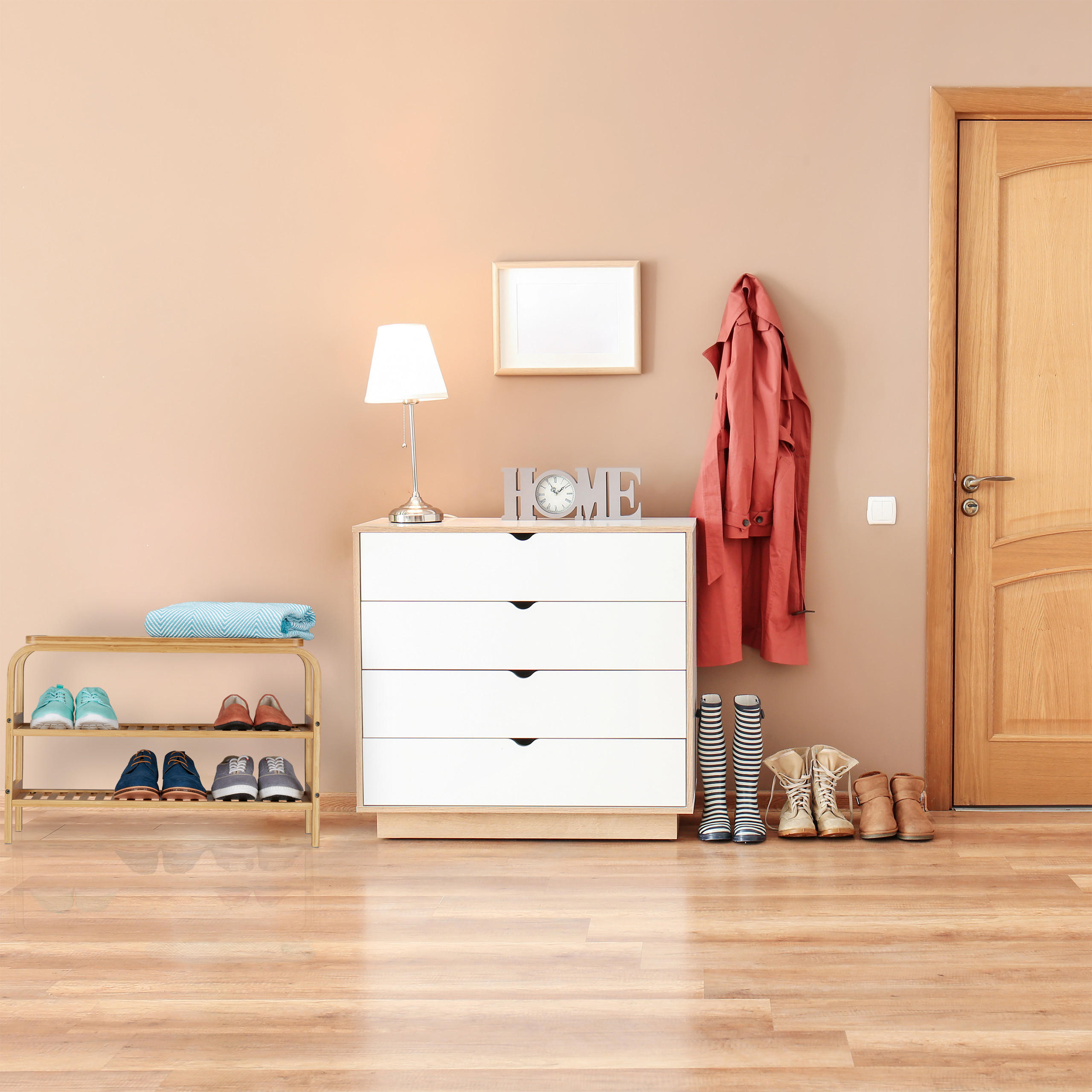 SCHUHBANK Bambus - Hellbraun, Holz (70/45/30cm) - Relaxdays