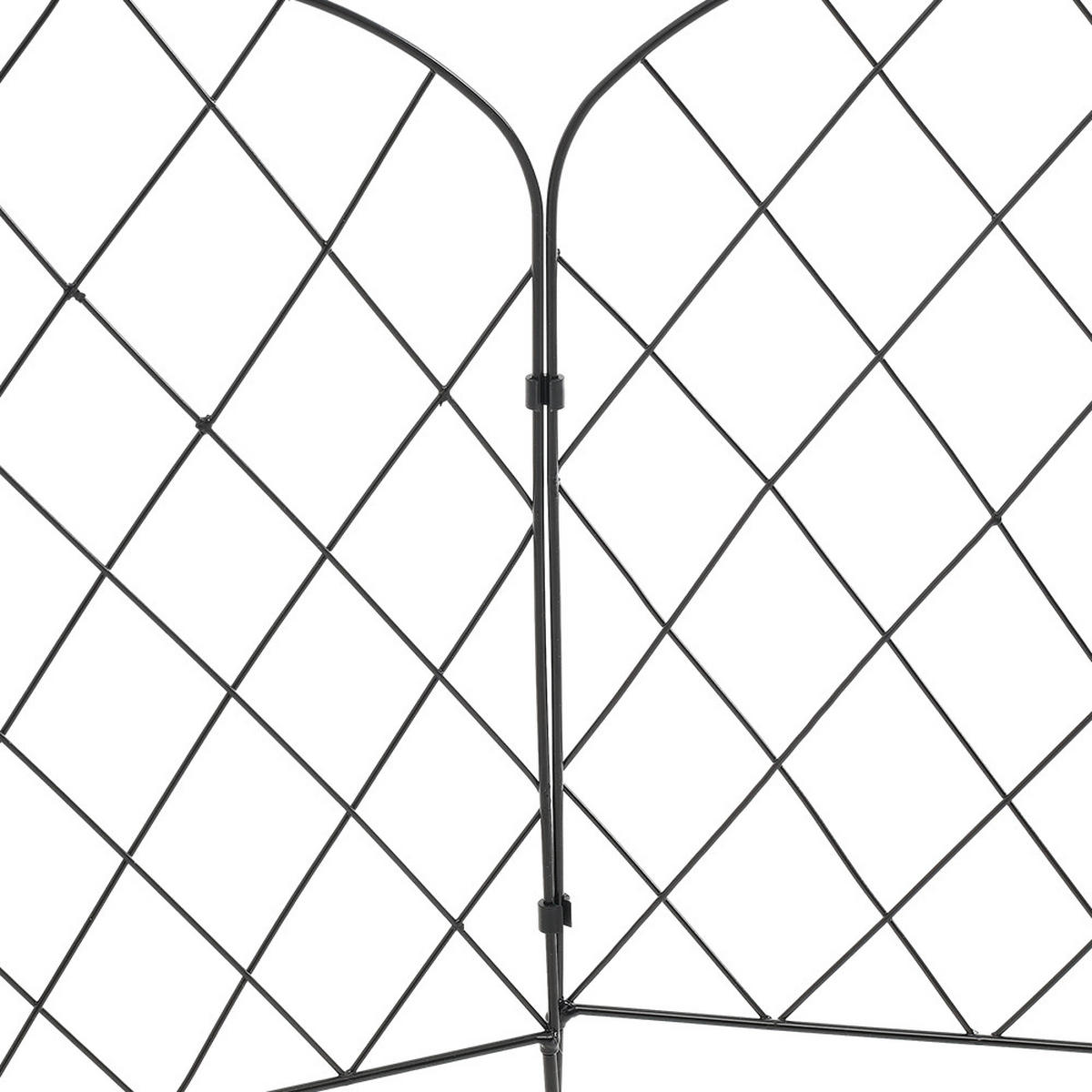 GARTENZAUN 10er set aus pulverbeschichtetem Eisen, Bogen Design, 33x61 cm, schwarz, mit Erdspießen - Schwarz/Weiß, Kunststoff/Textil (33/93/55cm) - Livingandhome