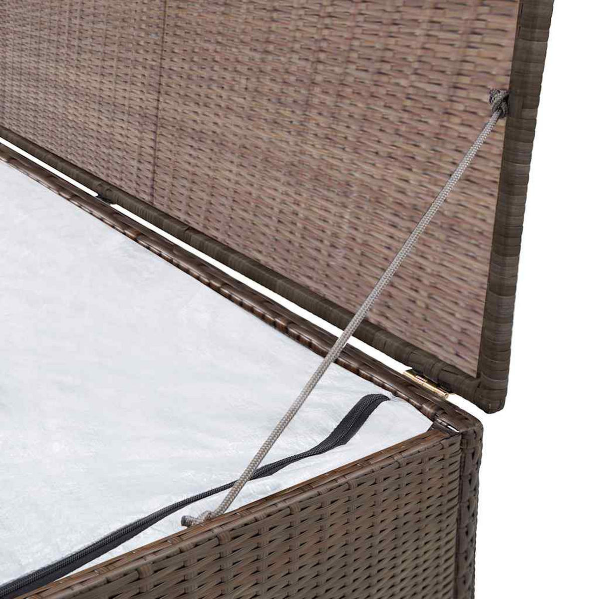 GARTEN-AUFLAGENBOX Braun 120x50x60 cm Poly Rattan - Braun, Holz (50/60/120cm) - furnicato