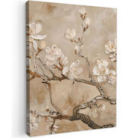 LEINWANDBILD - Blumen - Modern - Beige - Weiß - Blüte - 60x80 - Gemälde - Beige, Textil (60/80cm) - MuchoWow