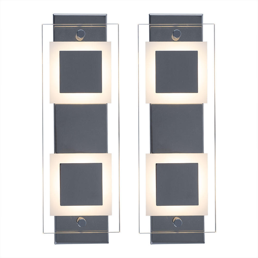 LED WANDLEUCHTE SPLASH Chrom Silber 2er Set - Silberfarben, Glas (10/5/30cm)