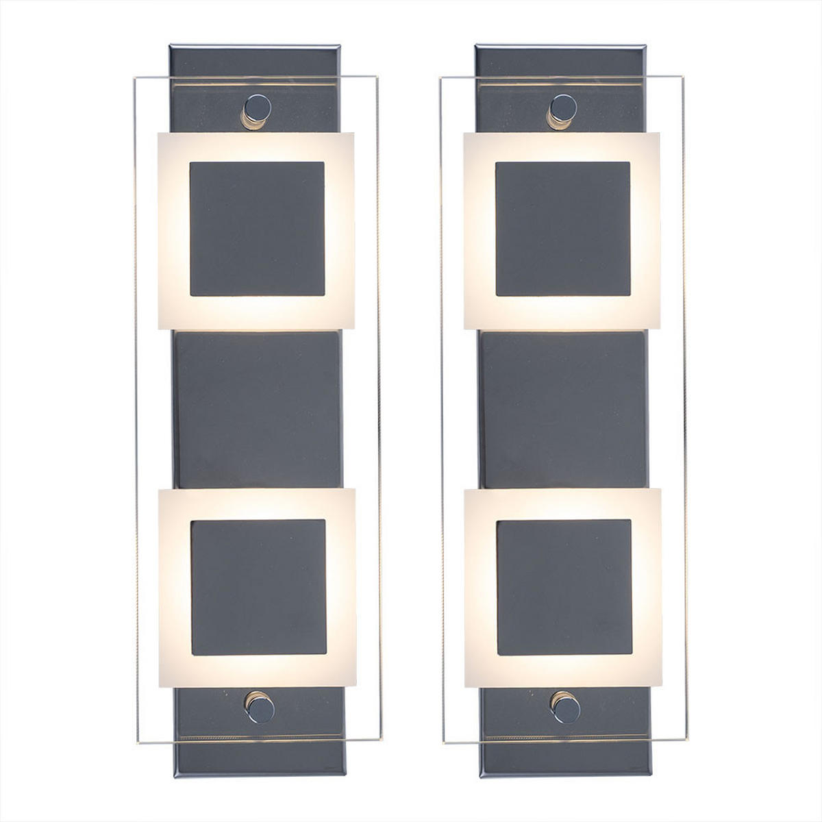 LED WANDLEUCHTE SPLASH Chrom Silber 2er Set - Silberfarben, Glas (10/5/30cm)