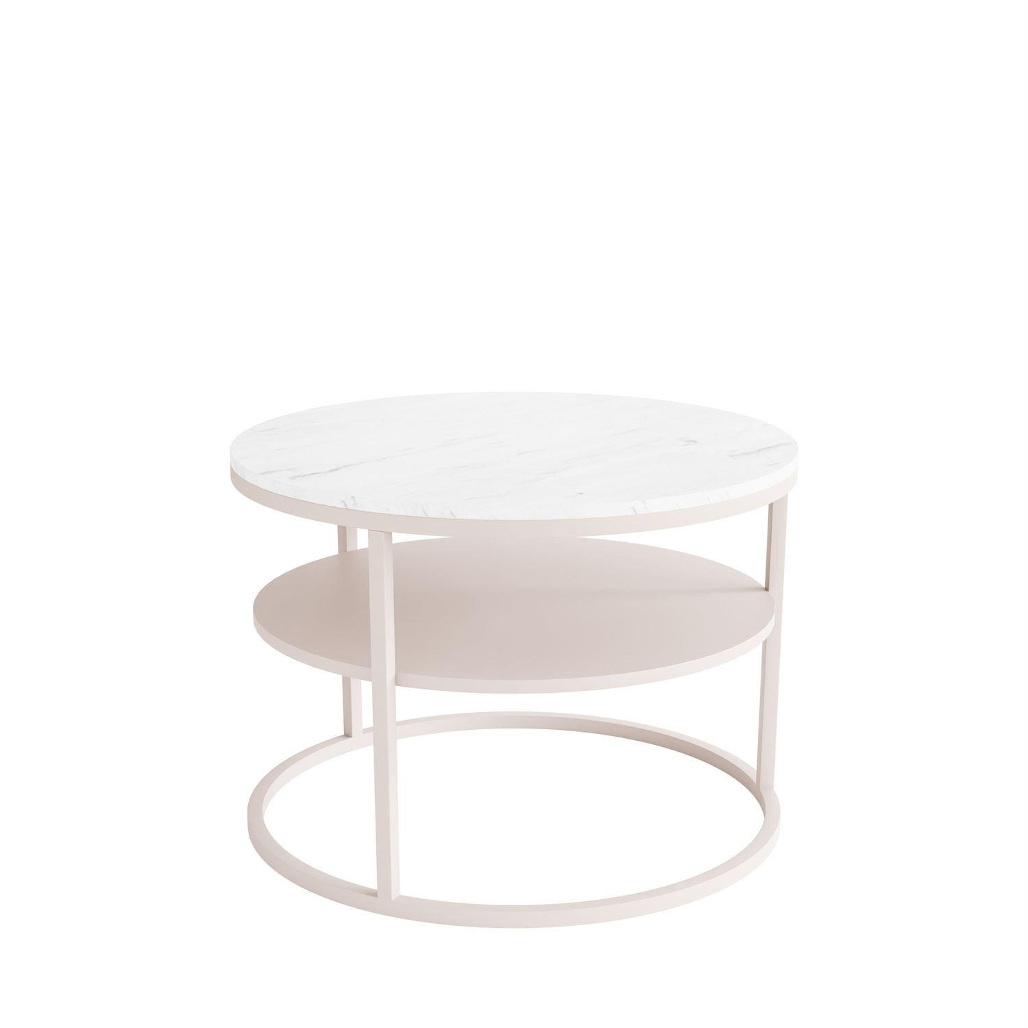 COUCHTISCH CIRI MATT KASCHMIR mit Ablage Platte Levanto - Weiß, Holzwerkstoff (70/70/49cm) - Lookway