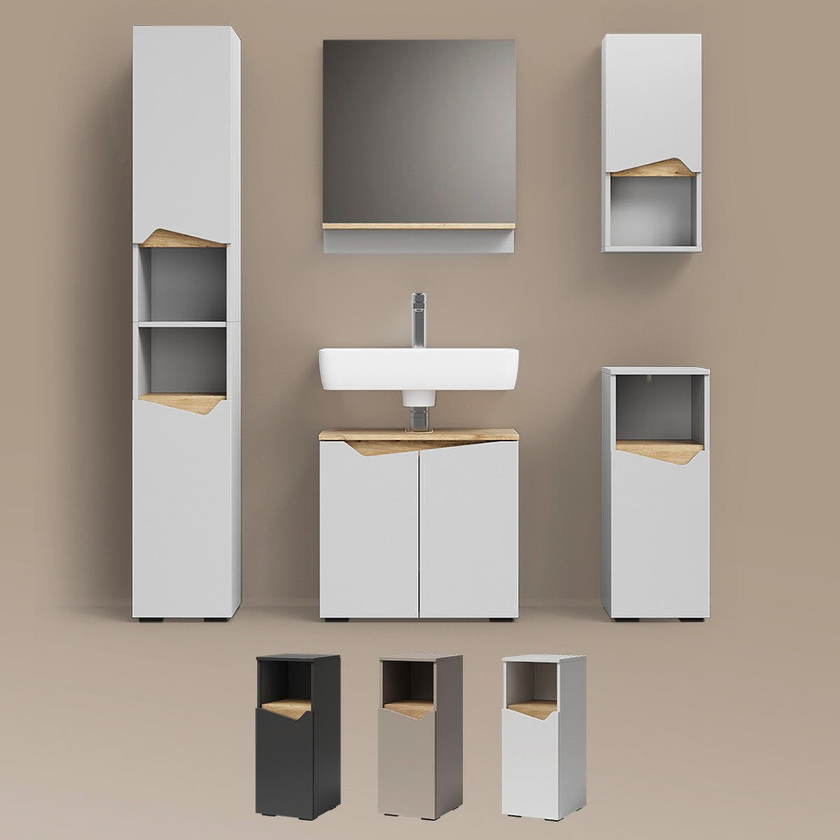 WASCHBECKENUNTERSCHRANK Timavo Anthrazit 60 x 57.5 cm mit 2 Türen - Anthrazit, Holzwerkstoff (60/57.5/35cm) - Livinity®
