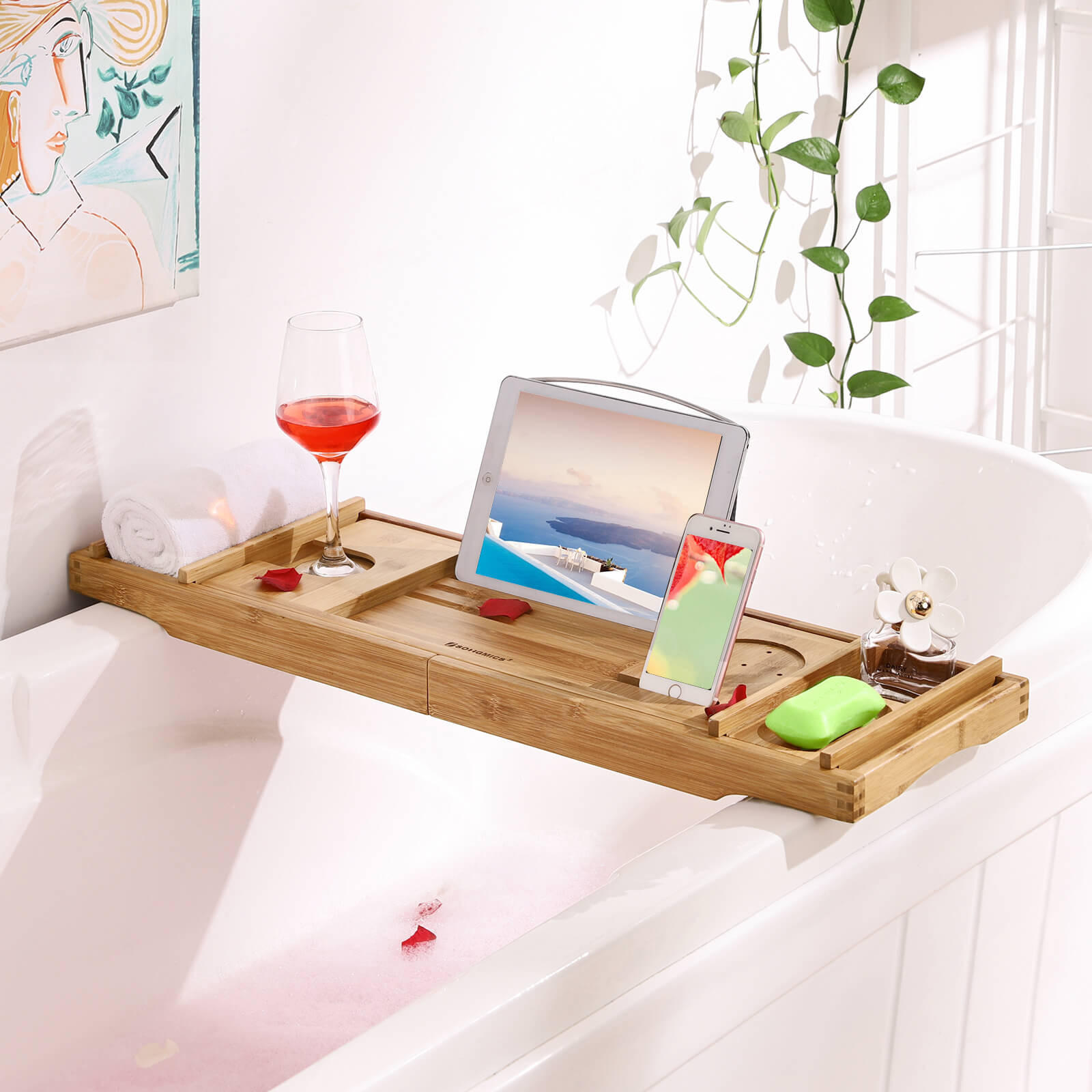 BADEWANNENABLAGE - Eukalyptusholzfarben, Holz (23/109cm) - Hansiro